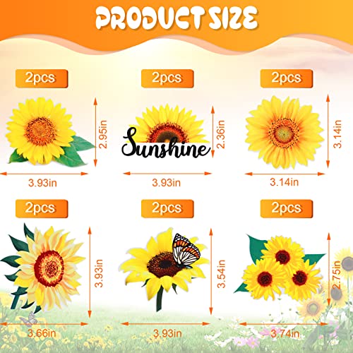 12 imanes decorativos de girasol para nevera miniatura 2