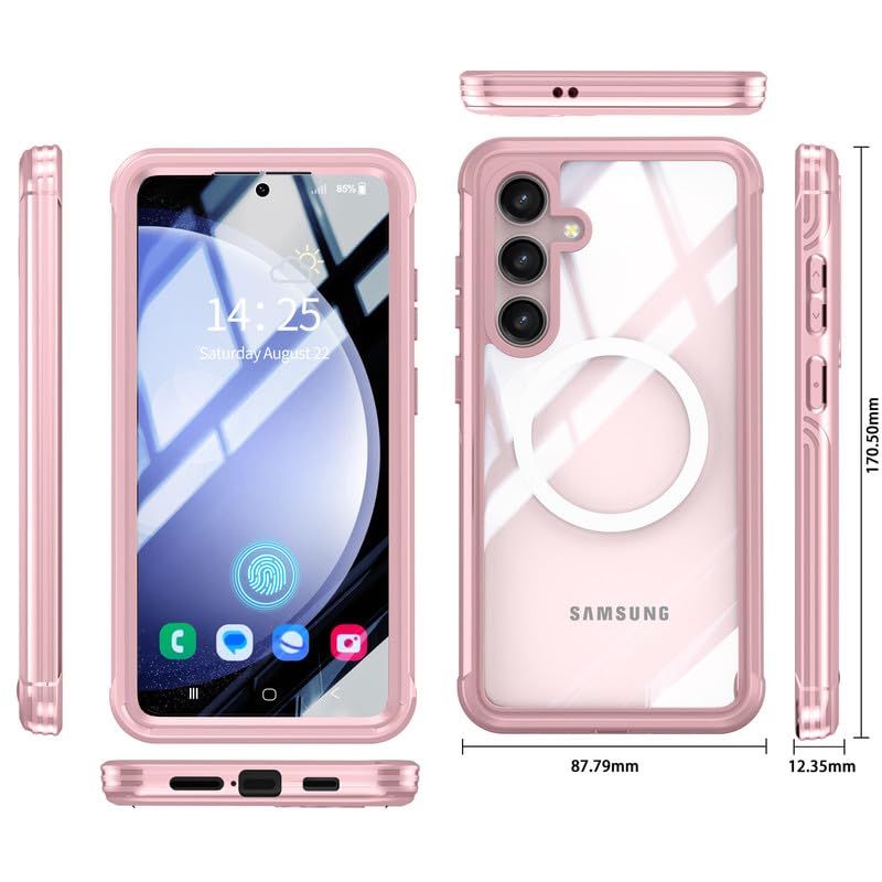 Image of LuxuryKase Shockproof Front & Back Cover for Samsung Galaxy S24 with Full Body Protection | Strong Grip | Camera & Screen Guard | Wireless Charging Support | Durable TPU+PC Design - Pink