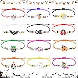TOPJOWGA 12PCS Freundschaftsarmband Kinder Halloween, Einstellbare Geflochten Armbänder, Halloween Armband Mädchen, Geister Kürbis Hexe Armbänder Mitgebsel Kindergeburtstag Gastgeschenke