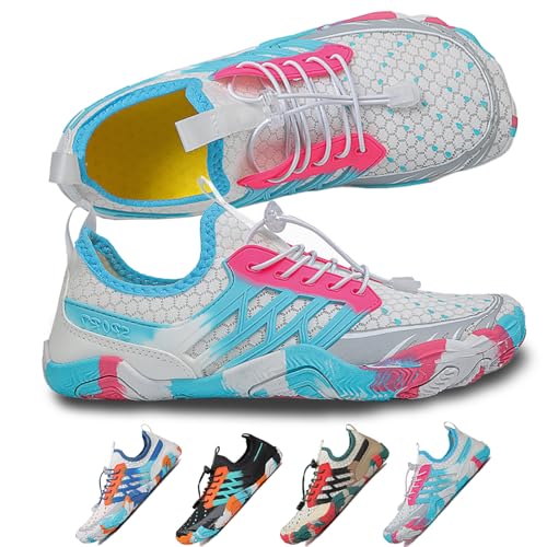 Image of Beach Water Shoes for Women Men Quick Dry Non-Slip Wide Toe Hike Barefoot Footwear for Beach Pool Aqua Swim Surf Walk
