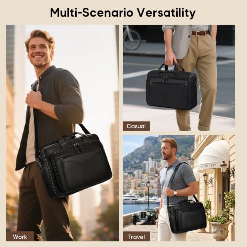 Image of RAINSMORE Messenger Bag for Men 16 inch Vintage PU Leather Laptop Briefcase