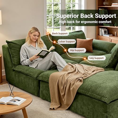 Image of Claiks 123 inch Oversized Boneless Couch, Modular Sofa, Beige