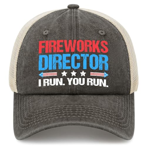 Image of 4th of July 250th Anniversary Dad Hats - Just Here for the Fireworks, Fireworks Director - Patriotic Baseball Cap