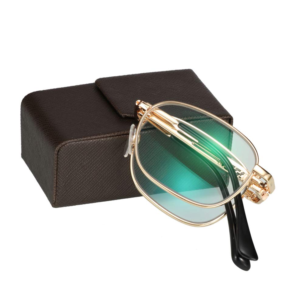 RXBFD Gafas de Lectura fotocrómicas Plegables, Lentes polarizadas Protectoras UV de Marco Completo de aleación, Lectores solares Unisex portátiles para Interiores y Exteriores