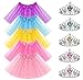 URAQT Mädchen Tutu Rock, 5 Stück Mädchen Prinzessin Kleid Ballettrock, Cosplay Kostüme Kinder mit 5 Stück Krone für Halloween Karneval Geburtstag Party (3-8 Jahre)
