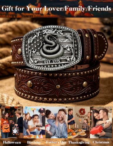 Image of Turquoise Belt Buckle for Men Western Texas Longhorn Bull Rodeo Belt Buckle American Cowboy Chic Gift