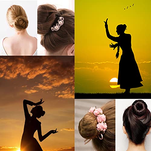 Foto von Srup 4 Stück Duttkissen, Duttkissen Groß, Donut Hair Bun Maker Set, Hochsteckfrisuren Zubehör, Haardonut Maker Set, Beige Haardutt, Donut Haark Hochsteckfrisuren Zubehör (Schwarz Braun Cremeweiß)