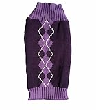 Argyle Knit Pet Sweaters Clothes for Small Dogs, Classic Purple Medium M Size