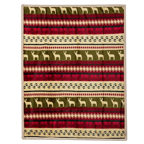 PAVILIA-Premium-Christmas-Blanket-Sherpa-Fleece-Throw-Plush-Christmas-Decoration-Reindeer-Cozy-Reversible-Winter-Holiday-Cabin-Blanket-for-Sofa-Couch-50x60