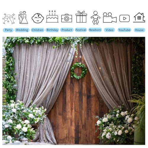 Fmarui Wedding Backdrop 10x8ft Vintage Wooden Arch Fresh Flowers Wall Wedding Reception Ceremony Backround Bridal Shower Backdrop for Photoshoot Party Decoration Banner Photo Booth Props by Fmarui - Image 3