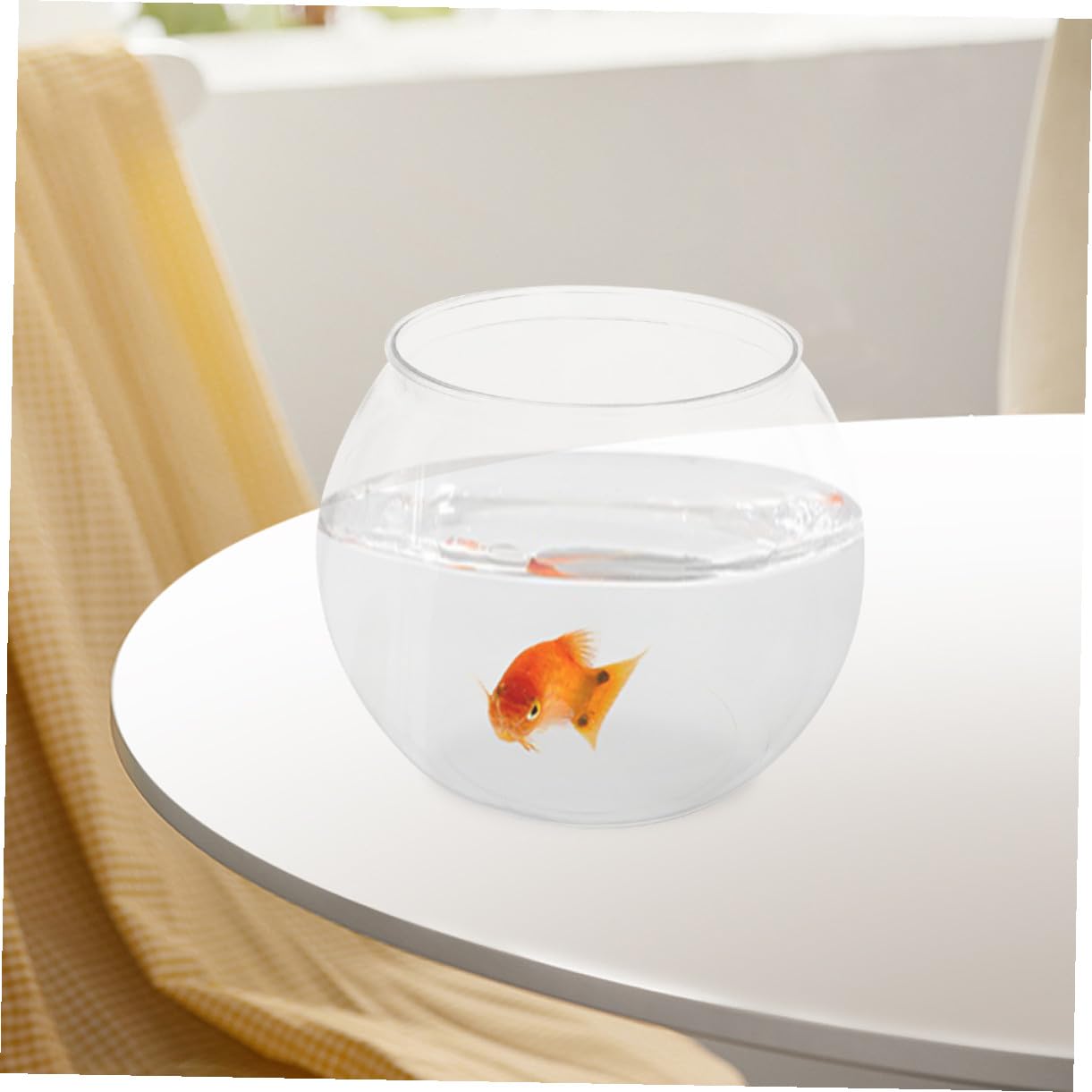 TOYANDONA Pecera Transparente Irrompible de Plástico para Escritorio Diseño Redondo, Recipiente Decorativo para Peces y Flores Hogar Oficina