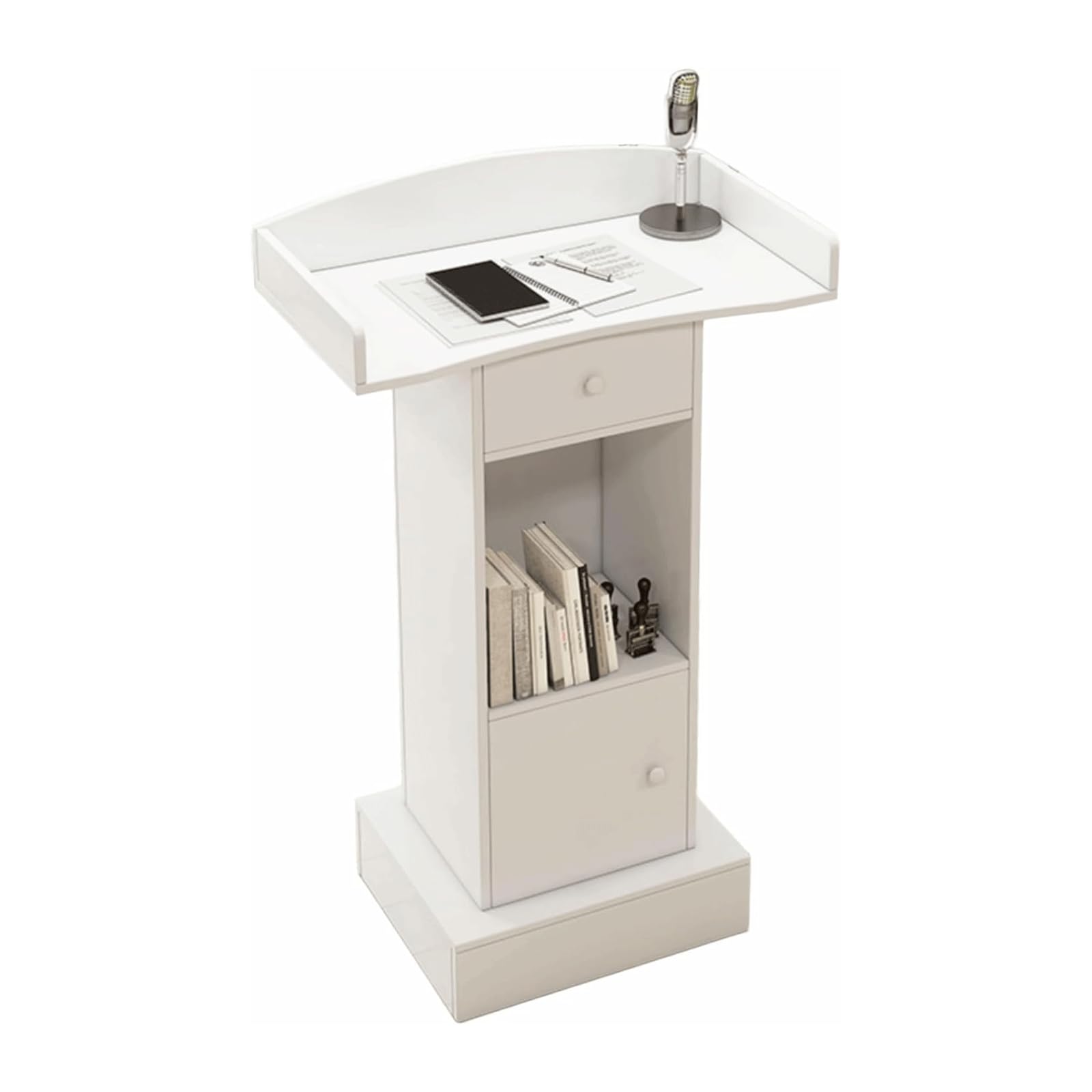 MUYRJLZX Podium Stand Wooden Podium Backsplash Design Lecterns Solid Structure Podium Stand with Storage Rack Pulpits Standing Speaking Lectern Stability