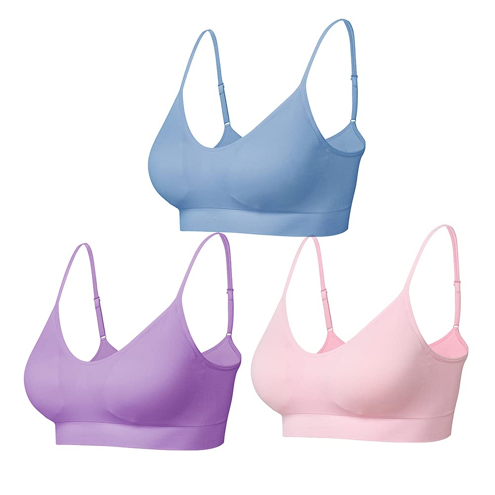 Comfyin Reggiseno Senza Ferretto Bralette Imbottite per Le Donne Cinghie Sonno Reggiseni Senza Cuciture Yoga Sport Bras Confezione da 3