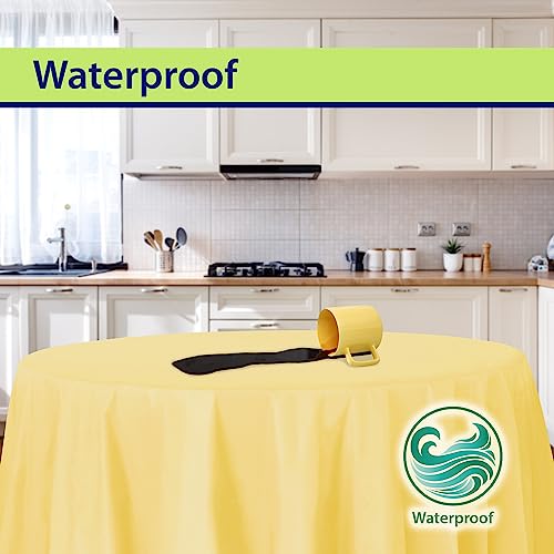 Image of Party Dimensions Yellow Disposable Plastic Tablecloth for Round Tables (12 Pack) 84 inches Table Cloths for Parties, Events & Weddings, Indoors & Outdoors, Plastic Table Cover