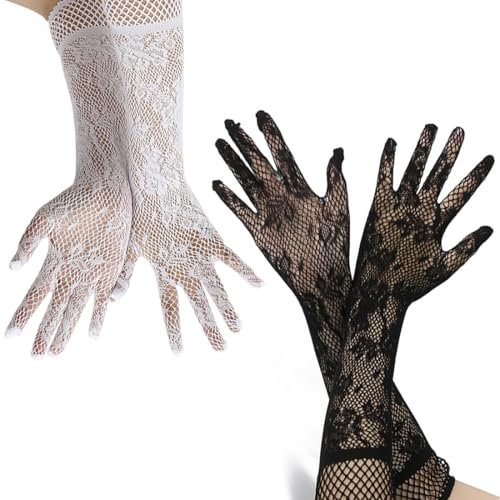 GHPKOTW 2 Paires De Gants Longs En Dentelle, Gants De Mariage Vintage, Gants De Soirée Élégants, Gants Sensuels, Accessoires De Mode Pour Femmes, Style...