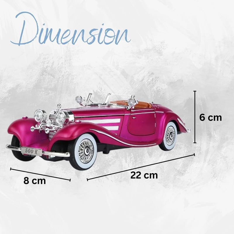 Image of DEOXY 1:24 Vintage Car with Openable Door, Sound, Light Pull Back Collection Decorate Metal Model Car Toys(Vintage Toy), Pink