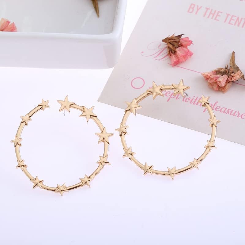 Star Hoop Earrings for Women 18K Gold Plated Silver Pentagram Shooting Lucky Star Earrings Party Jewelry - Image 5