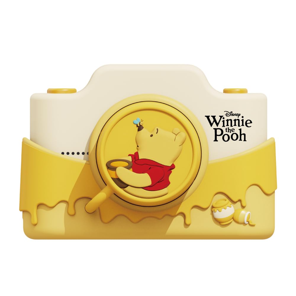 kiimento Disney Winnie the Pooh Digital Camera for Kids - Touchscreen Video Camcorder, 48MP Toddler Camera with Selfie Lens & 16GB SD Card, Birthday Gift for Kids Ages 4, 5, 6, 7+ (Model K)
