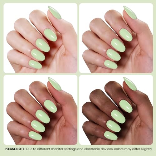 Image of Beetles Green Gel Nail Polish - OxygenGreen 15ML Full Size, HEMA-Free Pastel Green Gel Polish,Soak Off UV LED Lamp Pastel Nails Art, Manicure Salon DIY Nails