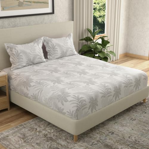 Image of Huesland by Ahmedabad Cotton 144 TC Double Bedsheet Cotton with 2 Pillow Covers | Dim Grey, Dark Grey & Light Grey