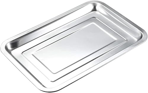 Utoolmart Sartén para parrilla, bandeja para hornear de acero inoxidable de 12.598 in x 8.661 in, placa gruesa de barbacoa para alimentos pequeños o