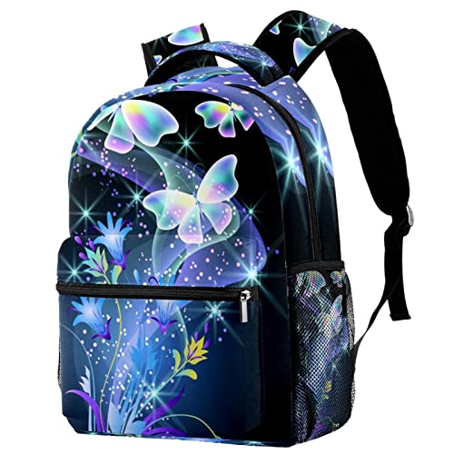 Mochila de mariposas y flores escolar y universitaria para uso diario