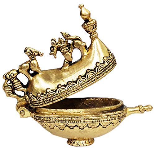 Boîte Sindoor en laiton Devyom sculptée à la main pour rituels et temple - 2