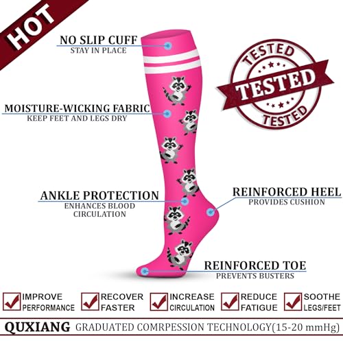 Image of QUXIANG Copper Compression Socks for Women & Men Circulation (8 Pairs) - Best for Running Athletic Cycling - 15-20 mmHg