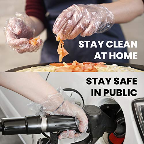 250 Pack Plastic Gloves - Best Value Food Prep Gloves Bulk Disposable Gloves Transparent Plastic Gloves Disposable for Food Service, Cleaning, Food Handling, Shared Spaces One Size Fits Most