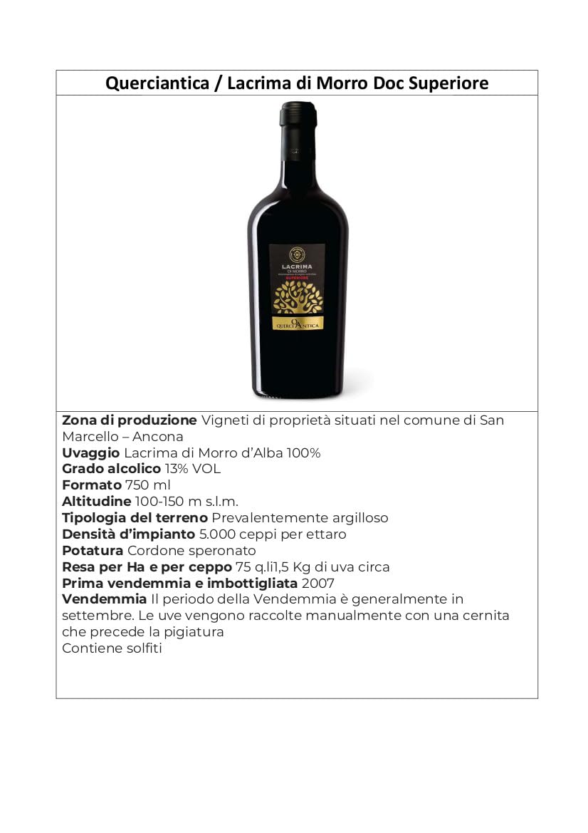 Lacrima di Morro D'Alba D.O.C. Superiore vino rosso VELENOSI (6 bottiglie 75 cl.)