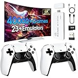 2026 New Wireless Retro Game Console, 23 Emulators and 40000+Games, with Dual 2.4G Wireless Controllers Plug and Play 4K HDMI TV Game Stick (128G) White