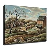 The Farming of Thomas Hart Benton Poster Canvas Print Painting Picture Wall Art Bedroom Living Room Decor (unframe,24x32 inch)