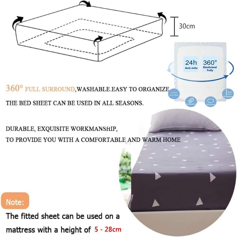 Drap Housse 140x190 Cm + 2 Taies D'oreiller - Microfibre Douce, Poche 30 Cm, Motif Chat Noir