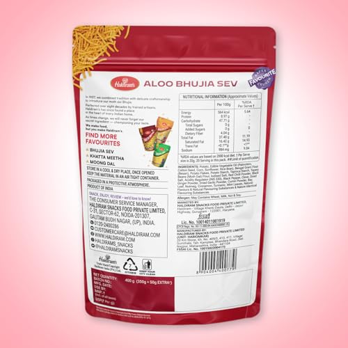 Image of Haldiram's Nagpur Aloo Bhujia, 350g+50g /400g [weight may vary]