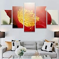 SIGNWIN 5 Panel Canvas Wall Art Botanical Chic Closeup Expressive Multicolor Photography Realism Ultra for Home Decorations Ready to Hang - 60