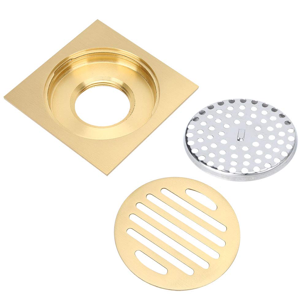 Drenaje de Piso de Ducha Desagüe de baño Desagüe de Piso de Ducha Cuadrado de latón para el hogar con colador de Cabello extraíble Accesorio de Hardware de Drenaje de Agua de baño