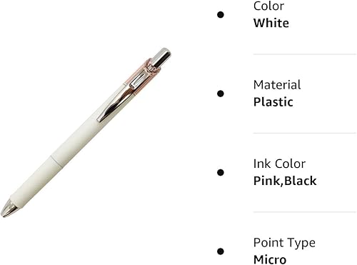 Miniatura 5 de Pentel EnerGel Clena - Bolígrafo retráctil de gel líquido, punta de aguja micro fina de 0.012 in, tinta negra, cuerpo rosa clásico (BLN73LP-A)