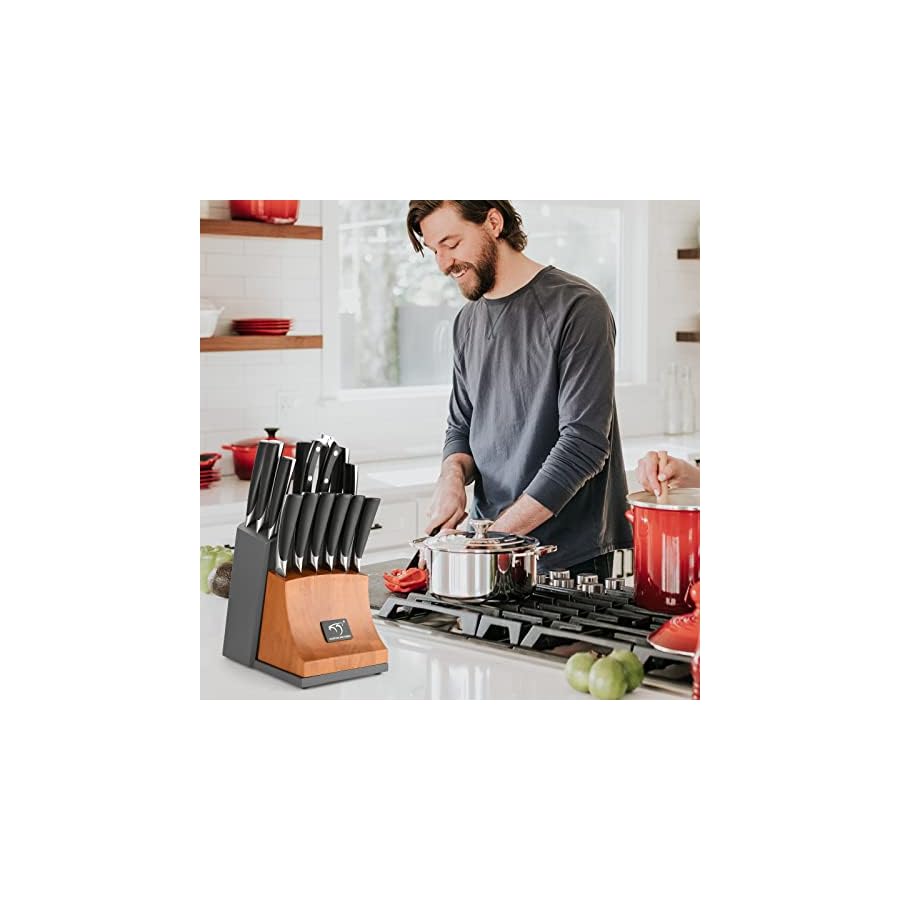 Damascus-Kitchen-Knife-Set-NANFANG-BROTHERS-15-Pieces-Knife-Sets-with-Block-Knives-Set-for-kitchen-Natural-Wood-Knife-Block-Set-ABS-Ergonomic-Handle-for-Chef-Knife-Set-Home-kitchen-Gift-for-Men Knife Set, NANFANG BROTHERS 15-Piece Damascus Kitchen Knife Set with Block, ABS Ergonomic Handle for Chef Knife Set, Carving Fork, Disconnect-type Knife Block Set