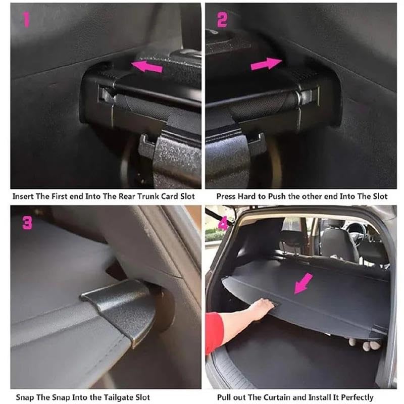 Generico Posteriore Copribagagli Organizzatore Copertura Tenda Bagagliaio per Toyota RAV4 2013-2018 MK4 XA40 Riparo portaoggetti Posteriore partizione di carico Tendalino per Bagagliaio(Canvas)