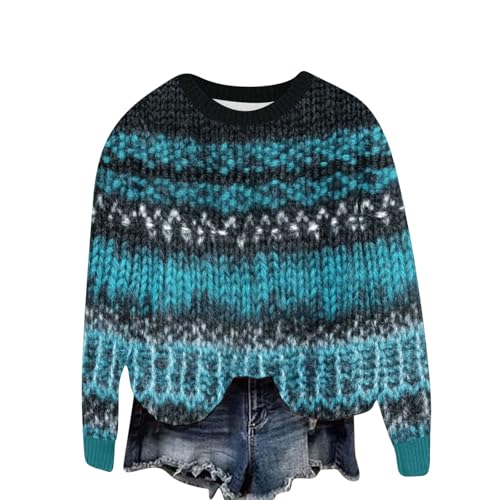 Ugly Christmas Sweater Women Funny Christmas Graphic Crewneck Long Sleeve Knit Sweatshirts Cute Xmas Holiday Pullover