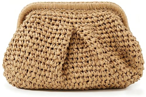 Image of Amszke Straw Purse for Women, Beach Bag Summer Woven Clutch Purses, Cloud Crossbody Shoulder Bags Spring Handbag 2026