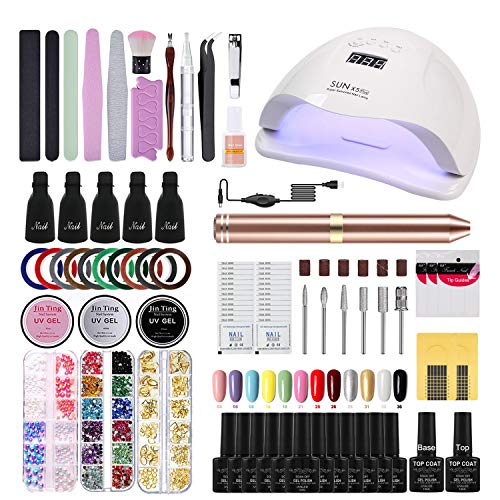 SUPSTRO Gel Nail Polish Starter Kit with UV Lamp Nail Drill Kits Bits for Nails 80W UV Light Acrylic Nail Kit Manicure Sets for Women Nail Art Tools for Girls (BXT-01)