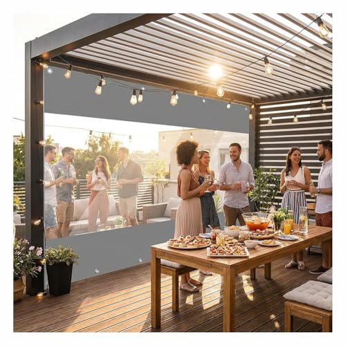 Cortina Transparente para Exteriores, Vinilo Industrial Lona para Pérgola Separador Barrera contra El Viento, La Lluvia Y La Nieve para Ventanas De Patio Puerta De Garaje(2.1X2.1 M)