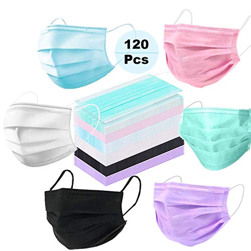 Preisvergleich Produktbild Mundschutz Maske Einwegmasken, JAHEMU 120 Stück Medizinische Gesichtsmaske Staubmaske mit 3-lagiger Atmungsaktiver Staubfilter, 6 Farben