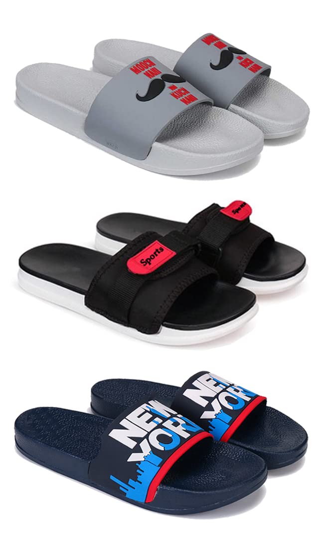 BERSACHE Chappal for Men Casual,Slides, Slippers, FILP-Flops Walking Slippers (Multicolour) (Pack of 3) Combo(MR)-1590-1558-1587-6 (B0BN22X7JM) Amazon Price History, Amazon Price Tracker