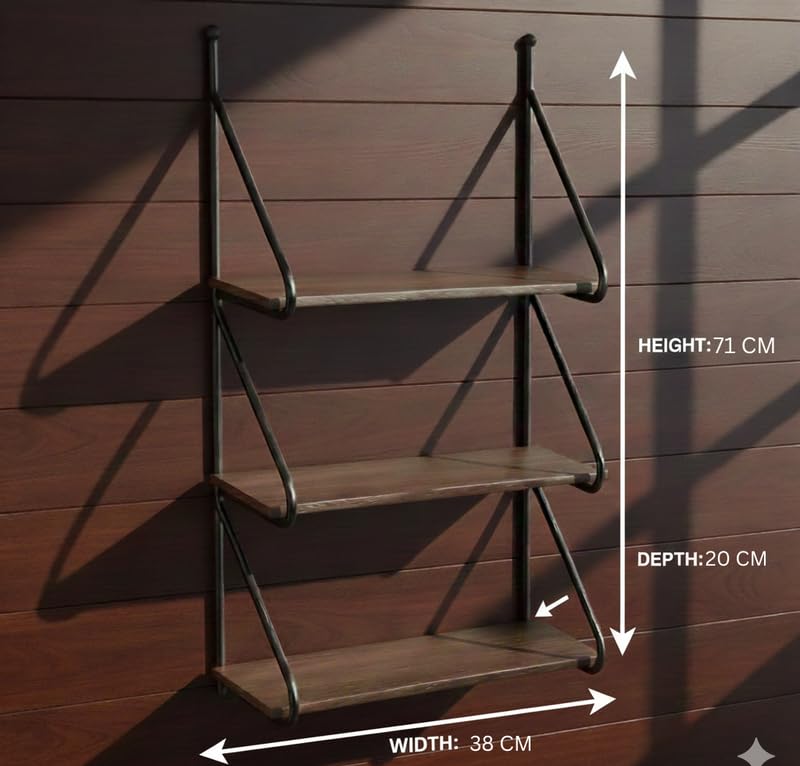 Image of Wall Mount Floating Shelves for Books Shelf, Antiques, Organizer, Storage - DIY - MDF (Solid Wood-Steel 1 Shelf)