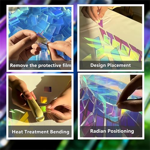 Image of 100pcs Mini Holographic Acrylic Blocks 1 /8 inch Thick, Rainbow Acrylic Sheet Plexiglass Sheets 3 /4 inch x 3 /4 inch for DIY Crafts, Art Deco, Light & Shadow Artwork (100, Iridescent, 0.79 inchx0.79 inch)