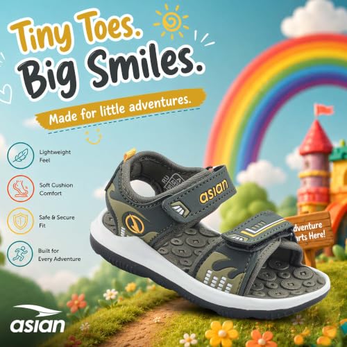 Image of ASIAN Henry-02 Kids Sports Sandals for Boys & Girls | Lightweight Sports Sandals with Soft Cushioning | Velcro Straps & Anti-Slip Grip Sole