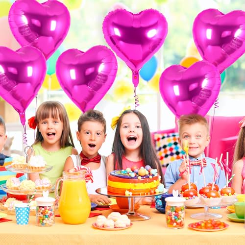 Image of 12 Pcs Rosered Heart Balloons,18 Inch Heart Foil Balloons Love Balloon Valentine Balloon for Birthday Party Wedding Engagement Party Baby Shower Valentine Day Decorations