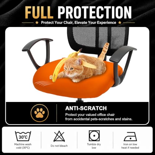 Image of DIVA EN CAMINO DEC Stretchable Desk Office Chair Seat Cushion Covers - Universal Spandex Computer Chair Slipcover - Removable Washable Cushion Protectors Anti-Scratch for Dogs, Cats, Pets(Orange)